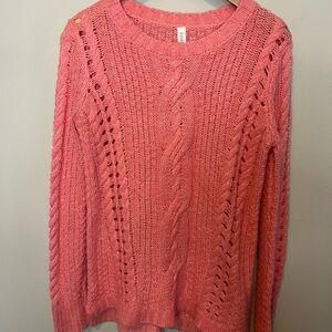 Aeropostale Women’s Coral Pink cable knit sweater size medium